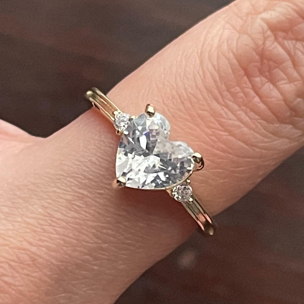 Champagne Gold Crystal Heart Ring